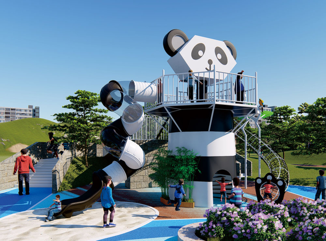 Wooden Playground Panda amusement park HD-QXM023-21333