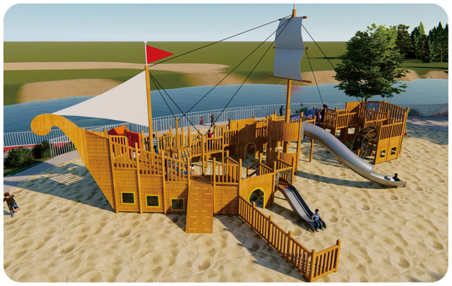 Wooden Playground Pirate Ship Series HD-MHD011-21386