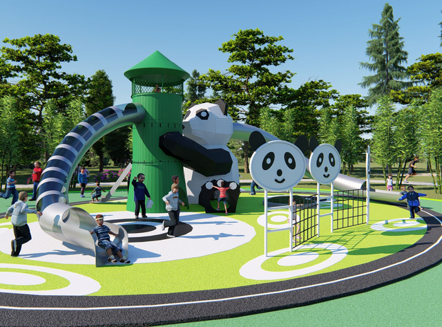 Wooden Playground Panda amusement park HD-QXM002-21331