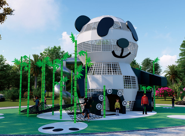 Wooden Playground Panda amusement park HD-QXM024-21332